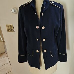 Chico's Blue and Gold Blazer with Tailored Silhouette